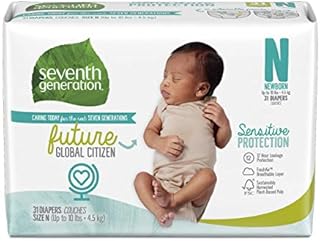 Seventh Generation Baby Diapers, Sensitive Protection, Size Newborn, 31 Count