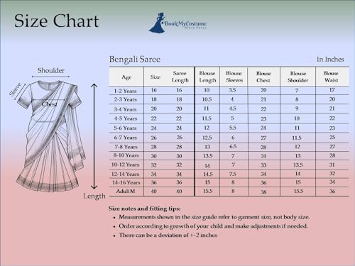 Image of BookMyCostume Bengali Saree Fancy Dress Costume 10-12 years