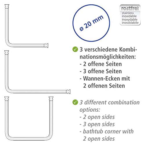 Tringle douche angle adaptable WENKO barre aluminium combinable inox - 4