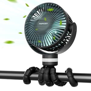 momcozy 8000 mAh Tragbarer Kinderwagen-Ventilatoren,27H Akkulaufzeit Clip Ventilator, 360° Abnehmbare 4 Geschwindigkeiten, LED-Nachtlicht, wiederaufladbarer USB-Ventilator,Reisen, Autositz, Büro