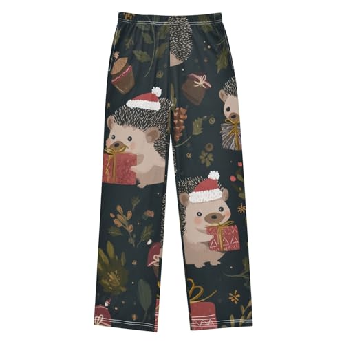 Hedgehog Pine Cones Boys Long Pants Soft Trousers Elastic Waist Kids Lounge Bottoms with Pockets S-XL