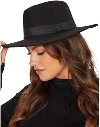 Chapéu Fedora Clássico Unissex em Feltro Preto com Faixa Fixa, Estilo Vintage para Uso Casual e Formal