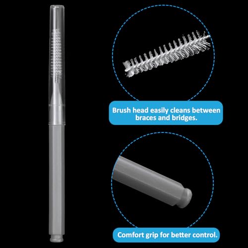 Image of Patelai 100 Pieces Braces Dental Brush for Cleaner Interdental Toothpick Dental Tooth Flossing Head Oral Hygiene Flosser Toothpick Cleaners Tooth Tool(Black, Grey,Suitable Size)