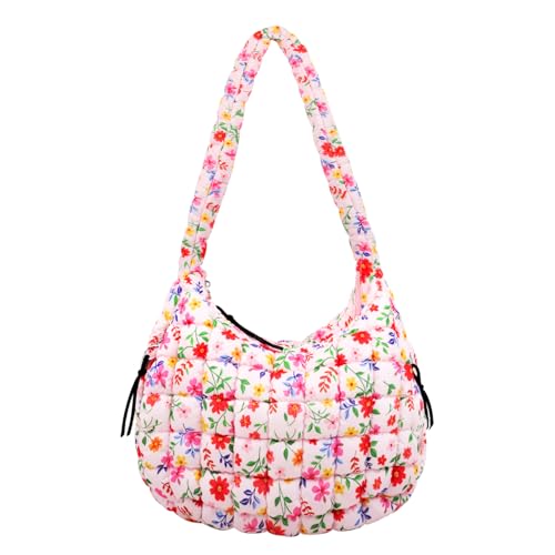 Image of Quilted Puffer Tote Bag Purse Puffy Crossbody Shoulder Bag,Lightweight Nylon Hobo Bag Puffer Carryall Bag for Women Girl