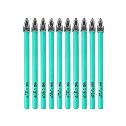LEKOMESH Fliesenbohrer Betonbohrer Bohrkrone Set - 10 Stück 5mm Hartmetallbohre für Holz, Kunststoff, Mauerwerk, Keramikfliesen, Beton, Marmor, Rund-Schaft