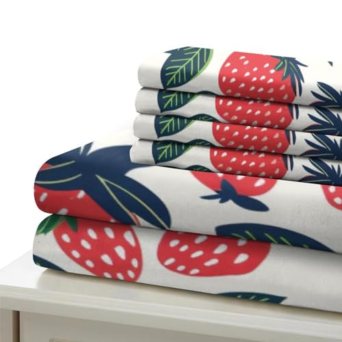 Sets de housses de couettes 3 pièces microfibre imprimé fraises 3D