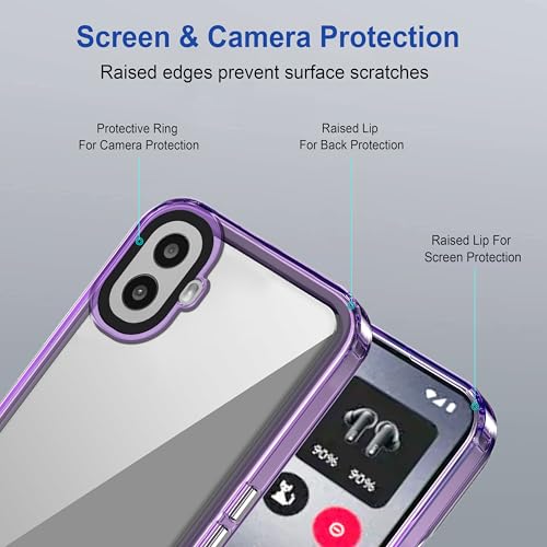 Image of amazon basics Back Case Cover for CMF by Nothing Phone 1 | Compatible for CMF by Nothing Phone 1 Back Cover | Case Cover with Camera Protection | (TPU + PC | Translucent Purple)