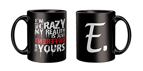 ECFAK Crazy Quotes with Alphabet E Printed Black Coffee/Tea Mug Birthday Gifts for Friends | Sister | Brother | Husband | Wife | Boss | Bestfriends | Loved Ones