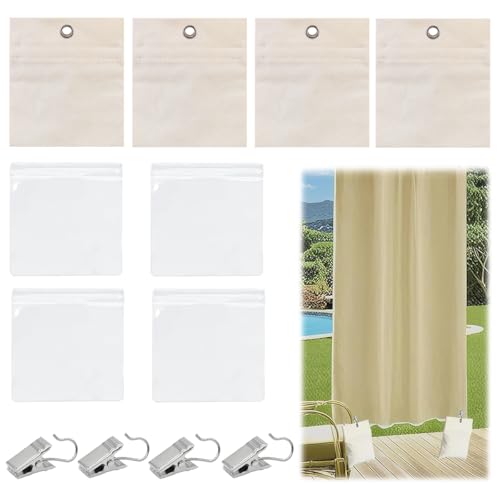 Set di 4 Pesi per Tende da Esterno in Tela, Sacchi di Sabbia Tende da Patio con Clip e Sacchetti Sigillati, Riutilizzabili Pesi per Tendaggi Pesanti, Sacco di Peso Portatile per Padiglione Giardino