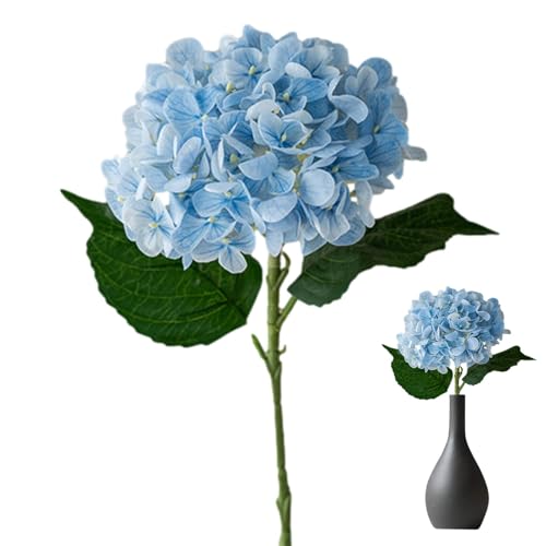 Hortensias Artificiales - Tallos de hortensias Artificiales, Hortensias Azules Artificiales | Ramo de hortensias Falsas con Tallo, Flores Falsas Lavables realistas para Aniversario de Compromiso