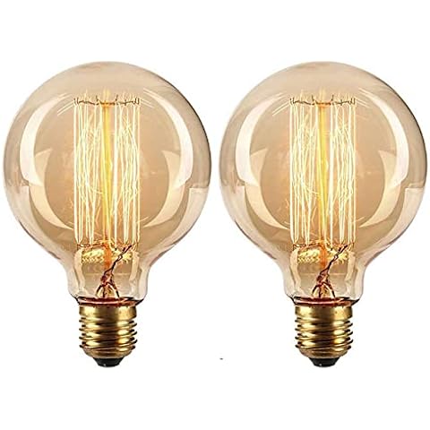 Vintage Edison Light Bulbs 40W E27 ES Edison Screw Bulb Dimmable Filament Light Bulb Retro Old Fashioned Globe Bulb, Pack of 2 Cover