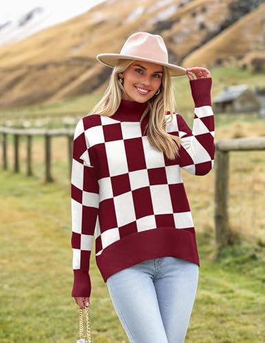 Image of Zeagoo Women's Turtleneck Sweater 2026 Fall Winter Chunky Knitted Pullover High Low Hem Trendy Basic Jumper Top