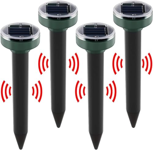 PCXWTLN Solar Mole Repellent Stakes, 4 Pack