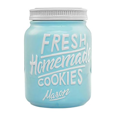 Blue Ceramic Mason Jar Cookie Jar Cover