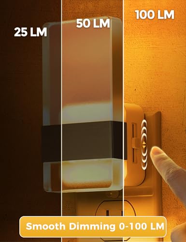 Image of L LOHAS LED Night Light, Amber Night Lights Plug into Wall, Dusk-to-Dawn | Decorative Night Light, 0-100LM Dimmable Nightlights, Wall Sconce-Style Acrylic Nitelight for Bathroom, Hallway,Gift