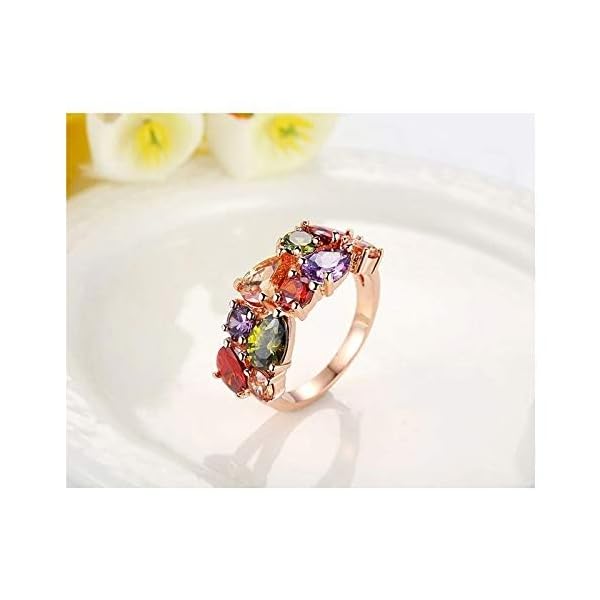 YouBella Jewellery Set Multi-Color AAA Swiss Zircon Rose Gold Crystal Necklace Pendant Ring Bracelet Bangle and earrings Jewellery Combo For Girls and Women (Pendant, Earrings, Ring and Bracelet) - Image 5