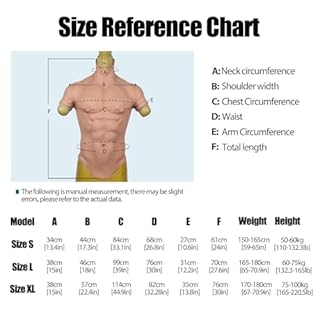 Pelle del torace in silicone da uomo, set di busto artificiale per il torace realistico, accessori per trucco cosplay per Halloween, modellatore muscolare finto più forte,S-Wheatyellow