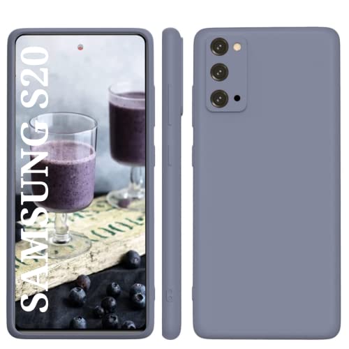 Image of DIZORO Microfiber Candy Case Compatible for Samsung S20 Smooth Touch Cushion Liquid Soft Silicone Gel Rubber Phone Cases Non-Slip Full Body Protective Shockproof Back Cover (Lavender Grey)