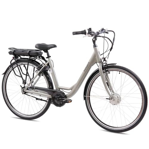TRETWERK 28 Zoll E-Bike Cloud grau - E-Citybike Damen Fahrrad mit 7 Gang...