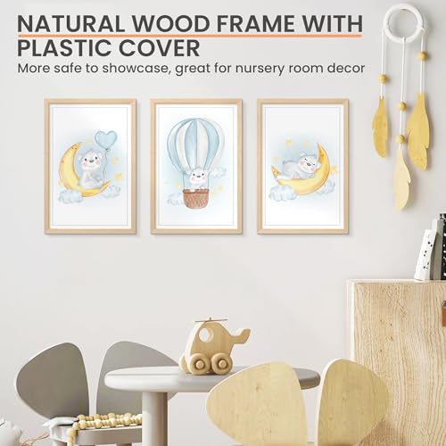 Image of upsimples 12x18 Picture Frame Solid Wooden, Nursery Decor, 1Pack Natural