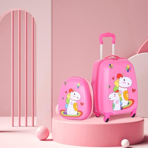 Unicorn-Kids-Luggage-Girls-Carry-on-Suitcase-W-4-Spinner-Wheels-Pink-Travel-Luggage-Set-WBackpack-Trolley-Luggage-for-Children-ToddlersPINK