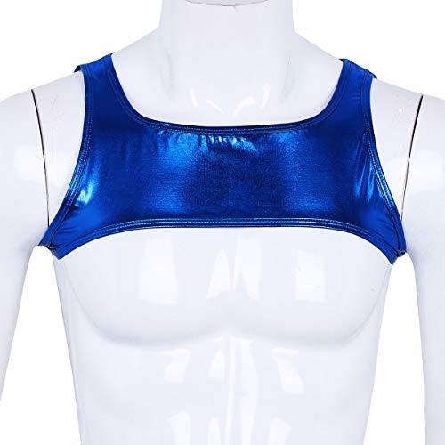 Alvivi Men's Sleeveless Base Layer Compression Muscle Half Tank Top Vest Shoulder Chest Harness Royal Blue Medium #TOP2