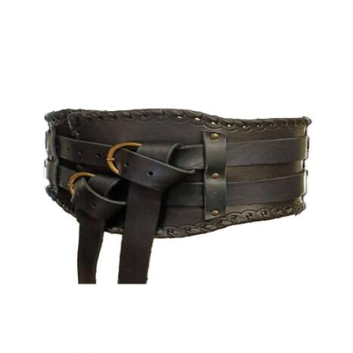 CuLtP Medieval Vintage Wide Belt Men's Knight Viking Armor Belt PU Leather Steampunk Pirate Wide Belt for Adult Halloween Props