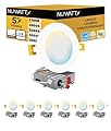 NUWATT 6 Pack, 6 Inch Ultra-Thin LED Recessed Lighting, CCT 2700K/3000K/3500K/4000K/5000K Selectable, 1050LM, 15W, Dimmable, IC Rated, Wet Rated, White Trim Canless Slim Wafer Light with Junction Box