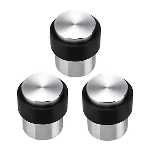 Sumnacon 3 Pcs Cylindrical Floor Door Stopper, Solid Stainless Steel Door Stopper with Rubber Bumper-Safety Floor Mount Doorstop with Screws, Heavy Duty Commercial Industrial Floor Door Stopper