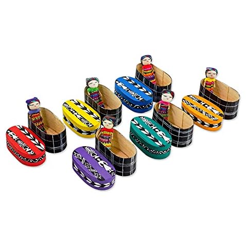 NOVICA Traditionelle Handgemachte Worry Dolls aus Guatemala mit Einzel Holz bemalt Aufbewahrungsbox Cover