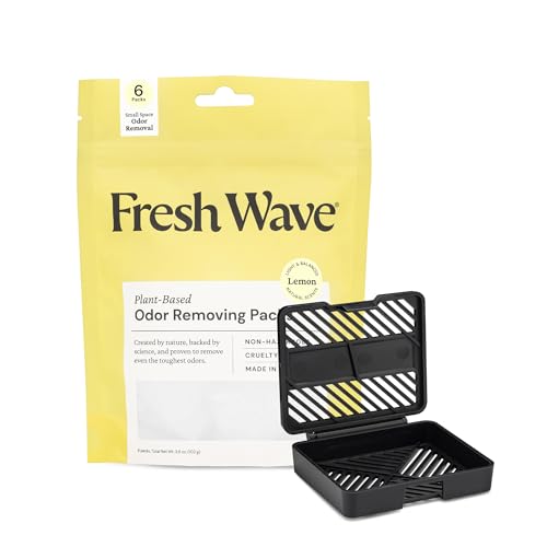 Fresh Wave Lemon Odor Eliminating & Deodorizing Packs | Bag of 6 & Fresh Pod Case | Safer Odor Relief for Small Spaces | Natural Plant-Based Odor Eliminator | Odor Absorbers for Home