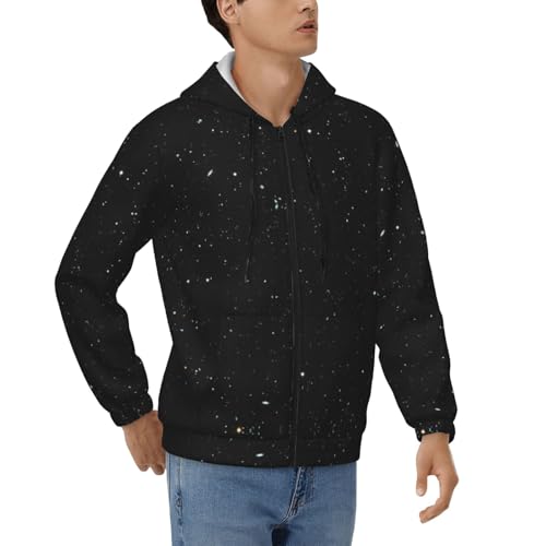 Sweat à capuche zippé homme à pois noirs et blancs en coton