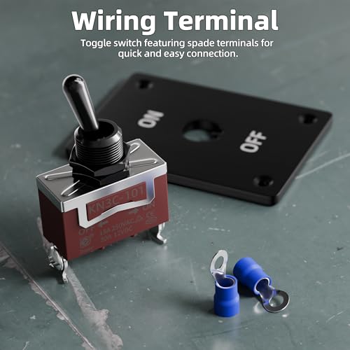 Image of RVBOATPAT Toggle Switch 12V 30A SPST 2 Pin 12 Volt Heavy Duty ON /Off Toggle Switch with Mounting Panel for Marine Car Boat RV (Black)