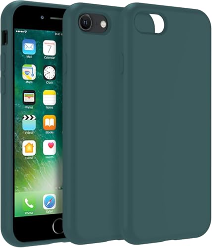 Image of VONZEE iPhone 7 /8 /SE /SE (3rd Gen) Cover Wireless Charging Support, Liquid Silicone Gel Rubber Shockproof Case Candy Phone Cases for iPhone 7 /8 /SE /SE (3rd Gen) (Forest Green)