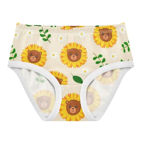 Cotton Girls Underwear Toddler Cute Cartoon Teddy Bear Sunflower Panties for Girl Durable Kids Briefs Undies 2t