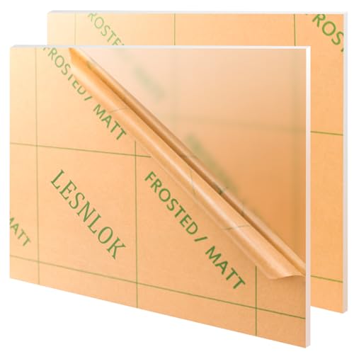 Image of Lesnlok 24 x 24 Frosted Acrylic Sheet 1 /8 inch Thick 3mm 2 Piece Bouble Sided Frosted Plexiglass Sheet,Transmittance 86%, for Decoration (2, Frosted Transparent, 24 x 24 x 1 /8)