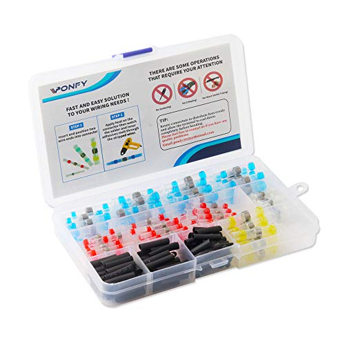 120PCS Solder Seal Wire Connectors Kit-Heat Shrink Butt Connectors,Waterproof Solder Sleeve Terminals, Insulated Electrical Terminals Butt Splices for Automotive Marine
