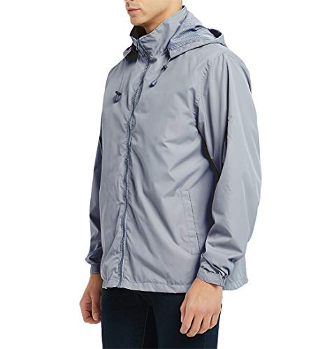 Mens Lightweight Windbreaker Waterproof Rain Jacket with Removable Hood2