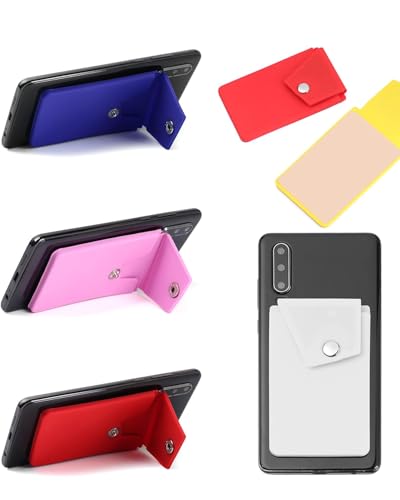 Image of Phone Card Holder Silicone Wallet Stick-on ID Credit Card Pocket for iPhone13 /12 /Samsung /Smartphones (3PC Snap)