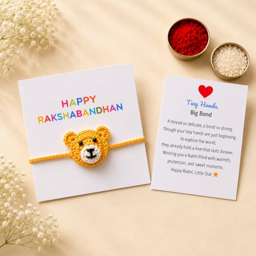 Image of The Baby First Box Handmade Crochet Baby First Rakhi for Kids Brother Sister | Soft Cotton Raksha Bandhan Rakhi for Boys Girls |