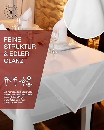 Nappe damassée rectangulaire blanche lavable 95°C coton texpo 130x190 - 3
