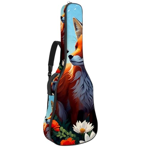 Sac de guitare acoustique coloré motif renard, cadeau idéal guitariste