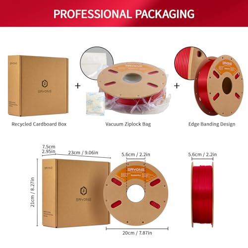 Image of ERYONE PLA Filament 3D Printer PLA Filament 1.75mm + /- 0.03mm, PLA Filament 1KG Cardboard Spool(2.2LBS), China Red