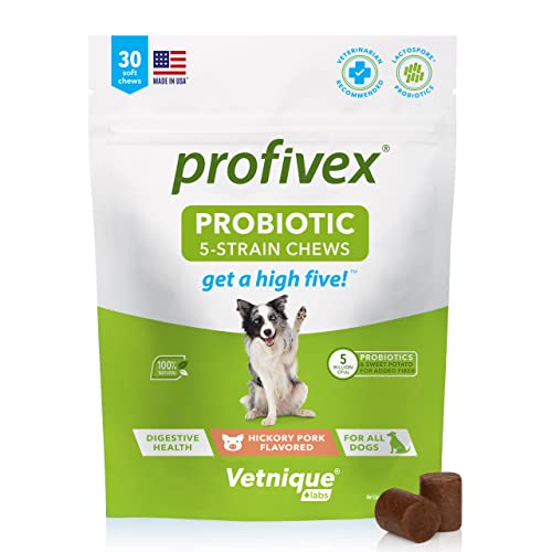 Vetnique Profivex 5-Strain Probiotic Soft Chews (30Ct) & Glandex Anal Gland Support Peanut Butter Soft Chews (30Ct) For Dogs Bundle #TOP2