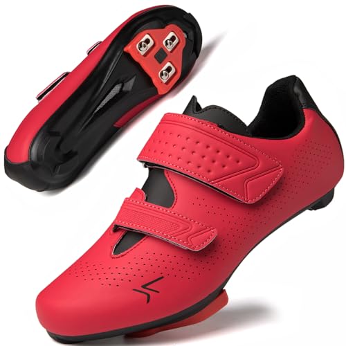 Image of Mens Womens Cycling Shoes Compatible with Peloton Road Bike Riding Bicycle Pre-Installed Delta Cleats