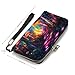 Tie Dye Mushroom Print Leather Wallet Fashion Purse Long Pouch with Wrist Strap for Men Women