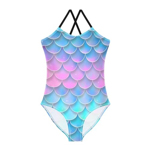 Colorful Stars Pattern Girls Swimsuits Quick Dry Crossback One Piece Beach Swimwear Bathing Suit