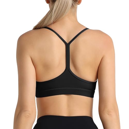 ZAIQUN Shock Absorber Y Back Strappy Sports Bra High Support Seamless Sports Bra for Women Padded Running Bras in Yoga Gym and Outdoor Black
