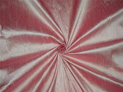 Tissu Dupion 100% pure soie rose pêche doré crème 137cm de large au mètre