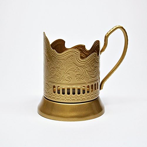 Belarus Gold Combination of 6 Russian Old-Fashioned Cut Crystal Hot Tea Glass 8.5 Oz & H